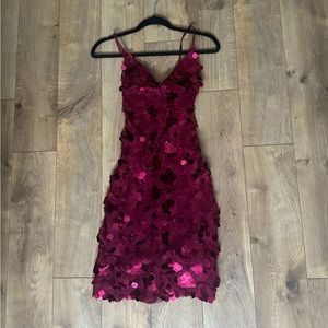 Maroon Sequined Midi Dress